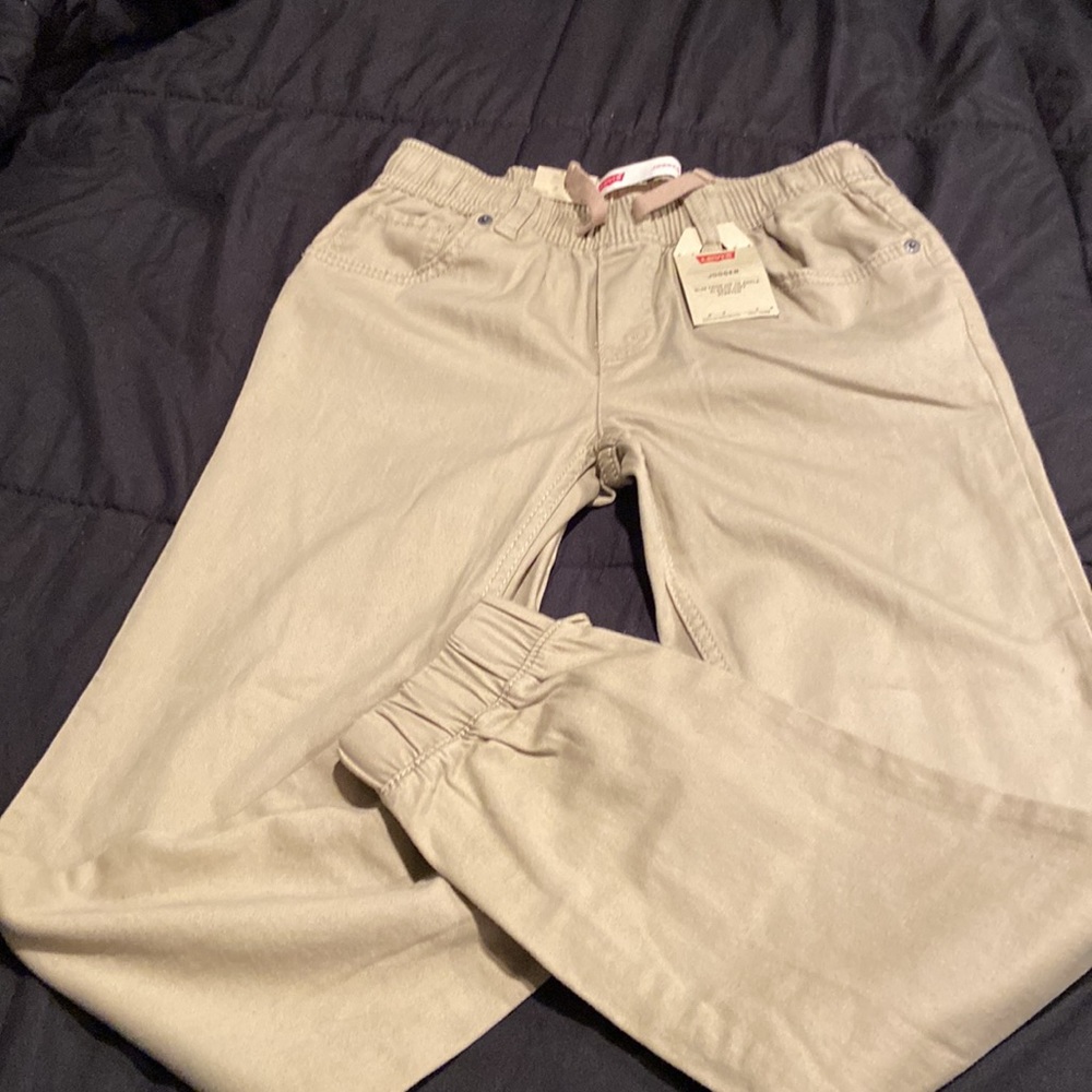 Khaki Levi Jogger Pant w/elastic cuffed ankles